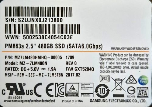 Samsung pm863a 480gb sata - pm863a, 2,5"
